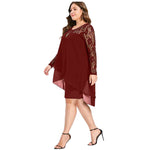 Încarcă imaginea în vizualizatorul Galerie, S-5XL Moda dantelă dantelă cu mânecă lungă rochie cu gât rotund
