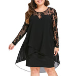 Încarcă imaginea în vizualizatorul Galerie, S-5XL Moda dantelă dantelă cu mânecă lungă rochie cu gât rotund

